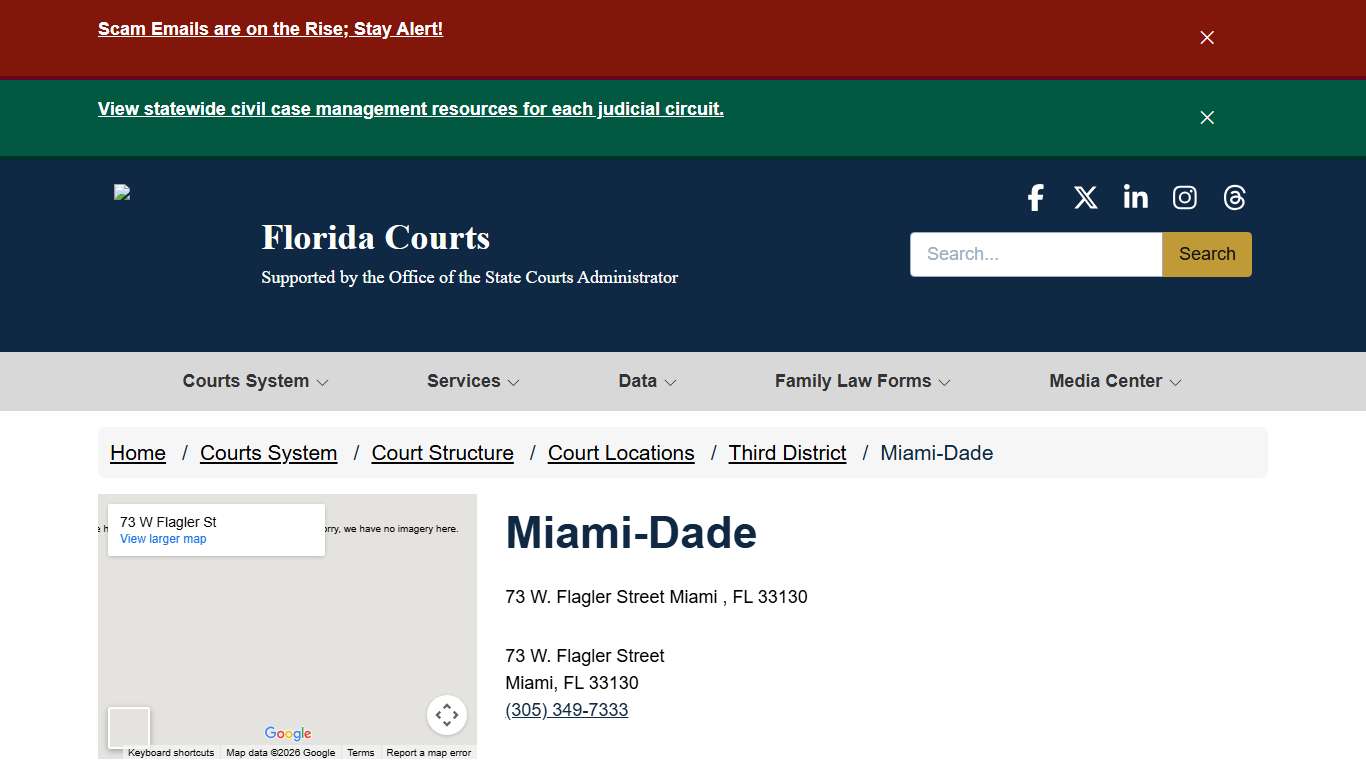 Miami-Dade / Third District / Court Locations / Court Structure / Courts System - - Florida Courts